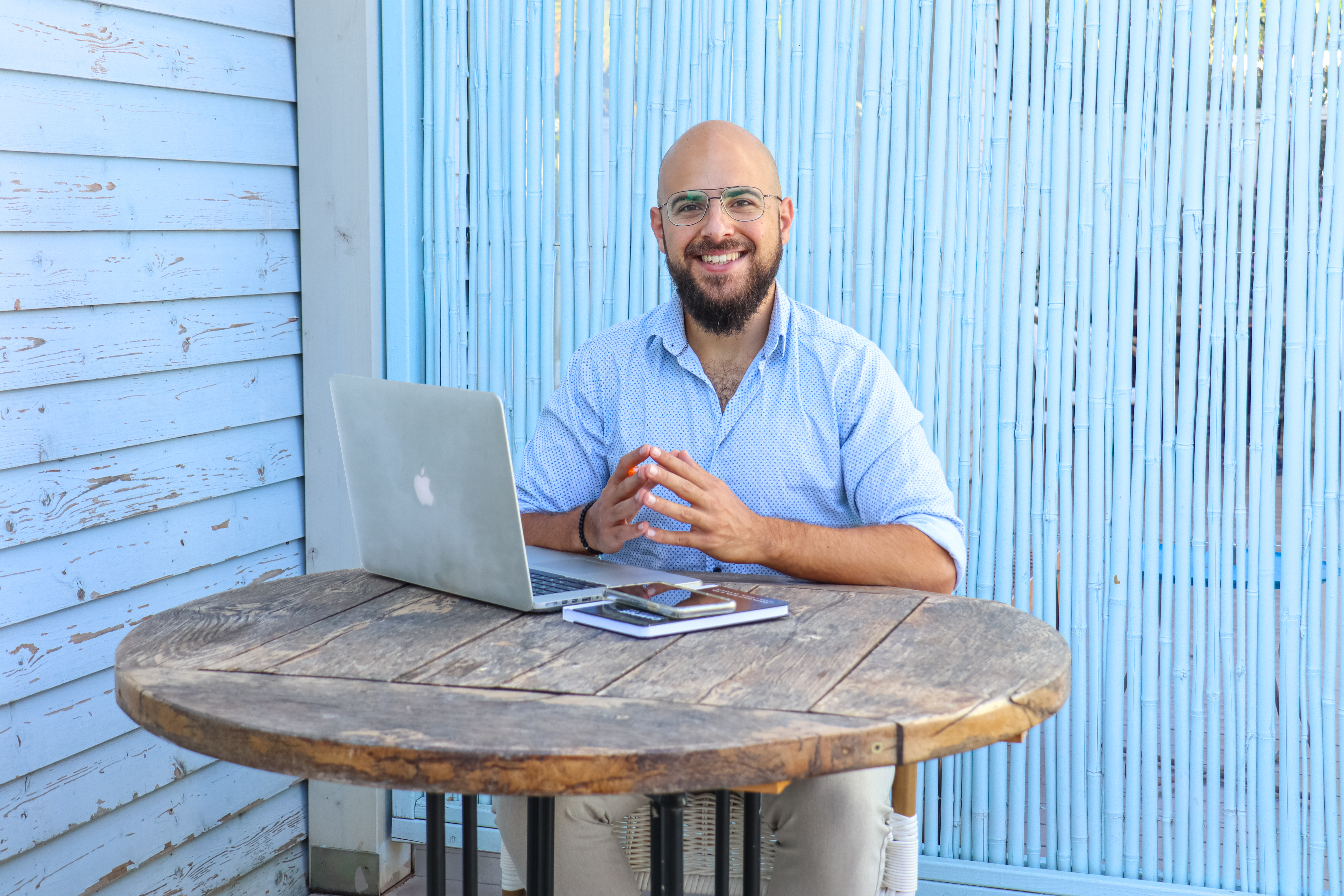 Gideon Lahav at his laptop